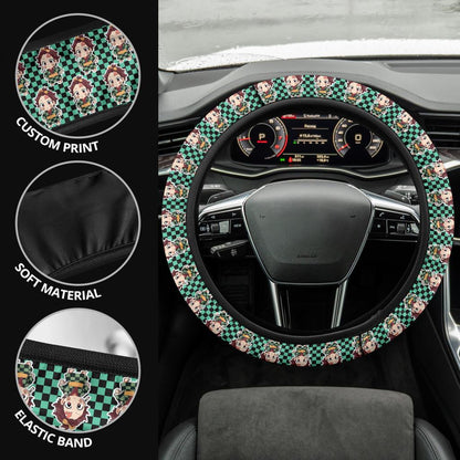 Kamado Tanjiro Chipi Demon Slayer Anime Car Steering Wheel Cover 2