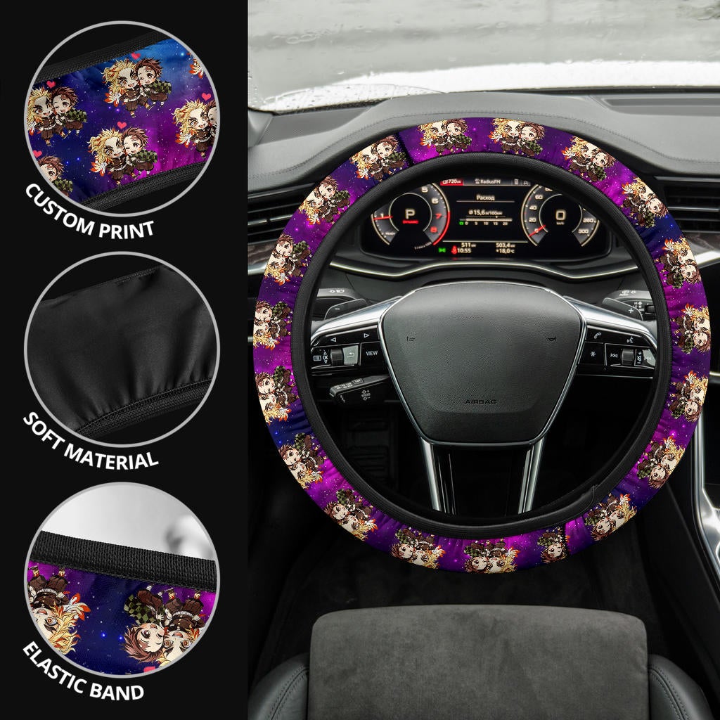 Kamado Tanjiro Rengoku Demon Slayer Anime Premium Custom Car Steering Wheel Cover 3