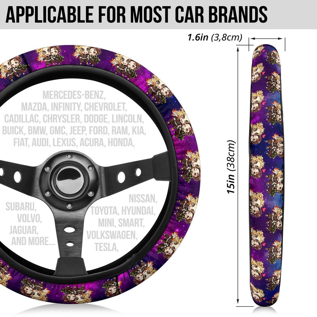 Kamado Tanjiro Rengoku Demon Slayer Anime Premium Custom Car Steering Wheel Cover 3