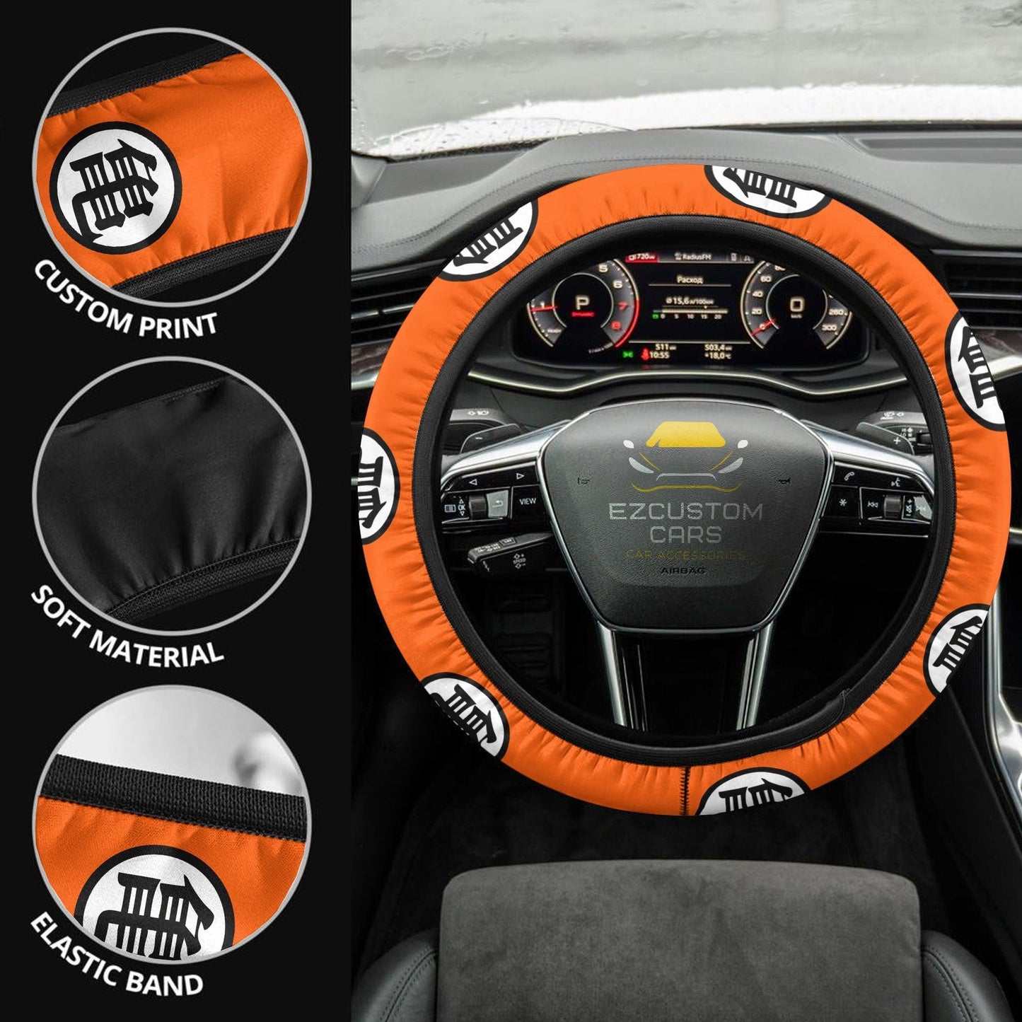 Kame Kanji Anime Steering Wheel Cover Custom Dragon Ball Anime Car Accessories