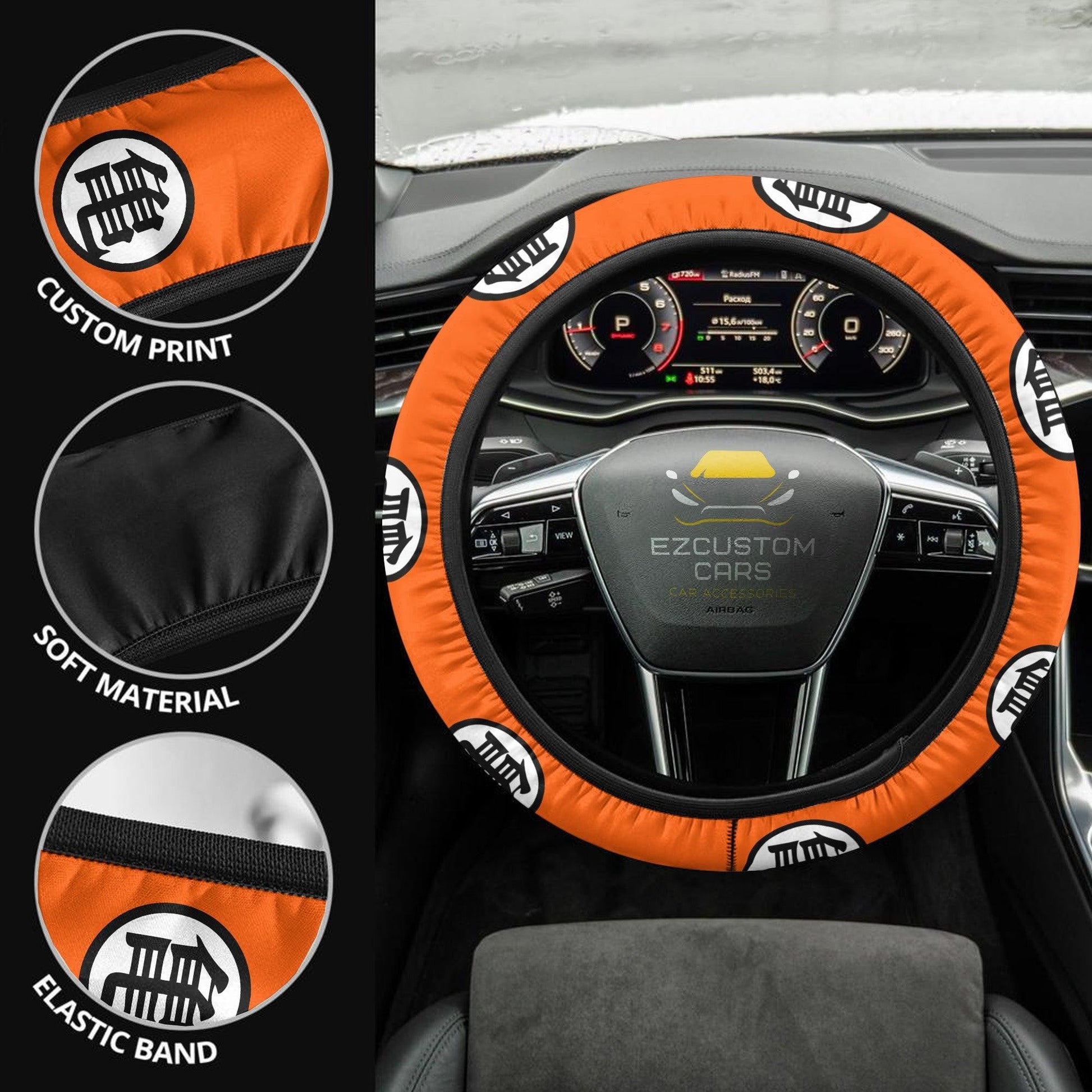 Kame Kanji Anime Steering Wheel Cover Custom Dragon Ball Anime Car Accessories