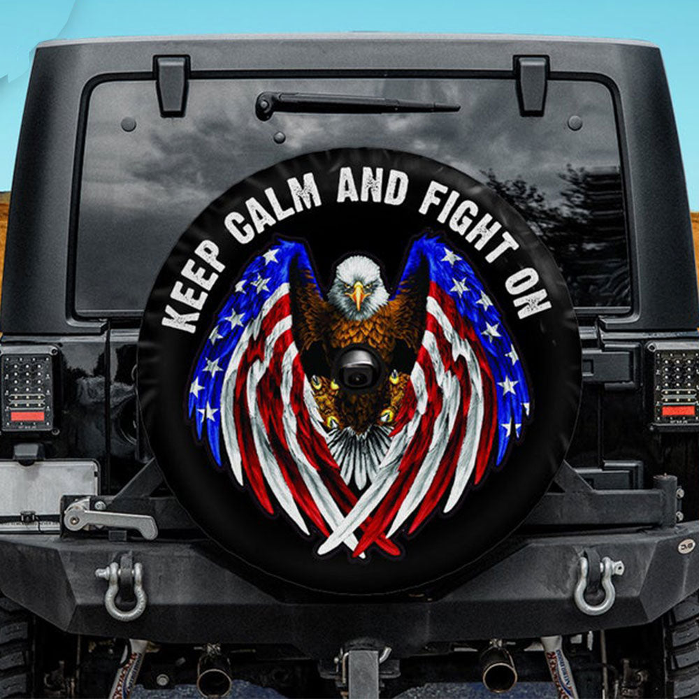 Keep Calm And Fight On Jeep Car Spare Tire Cover