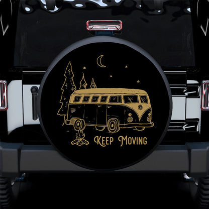 Keep Moving Camping Van Hippie Jeep Car Spare Tire Cover