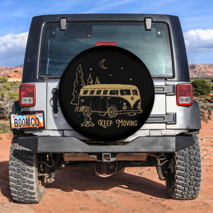 Keep Moving Camping Van Hippie Jeep Car Spare Tire Cover