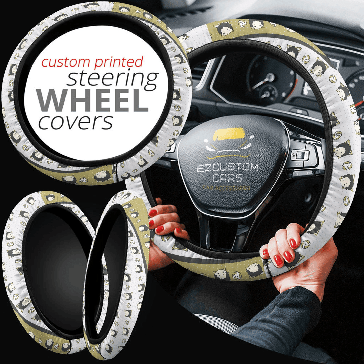 Keiji Akaashi Anime Steering Wheel Cover Custom Haikyuu Anime Car Accessories