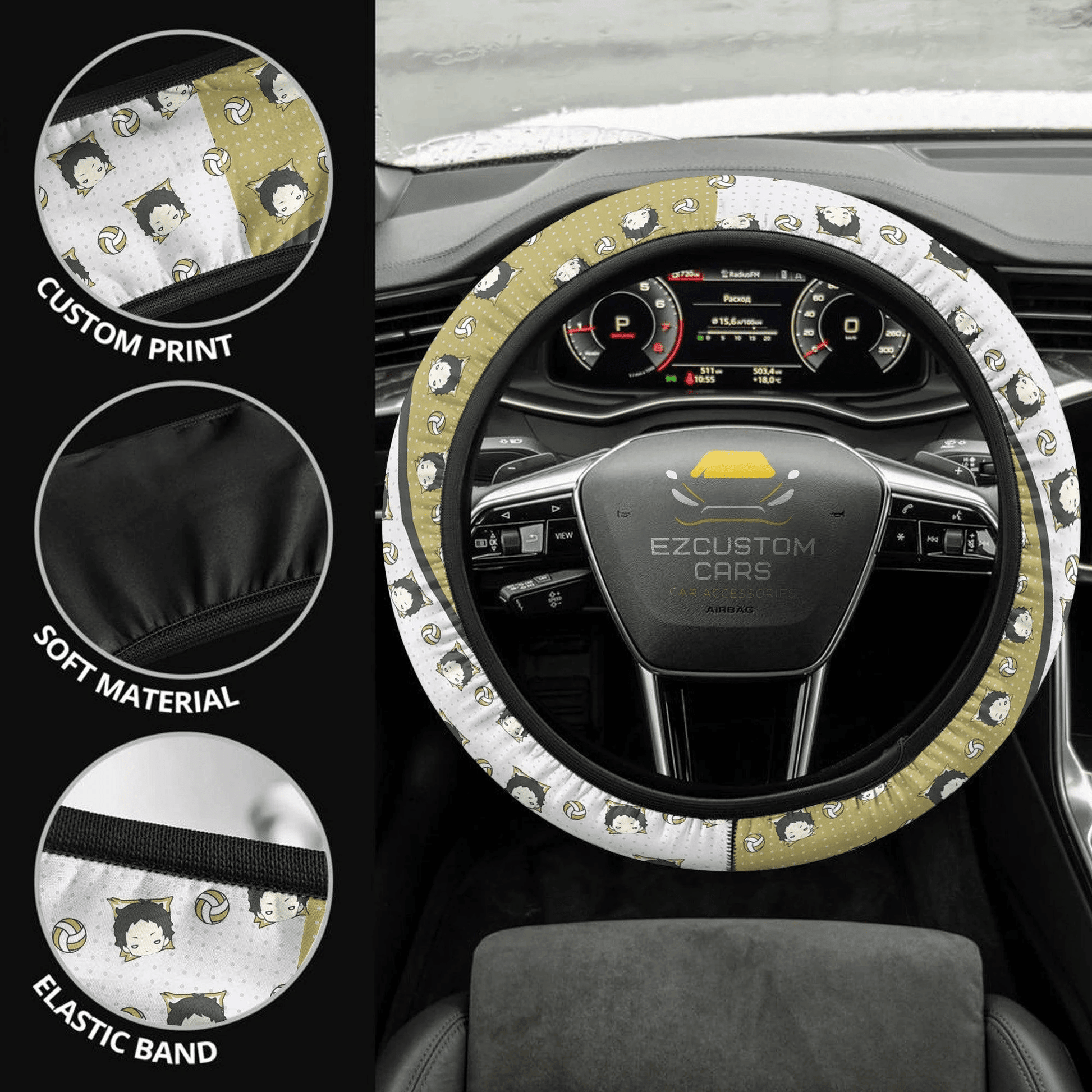Keiji Akaashi Anime Steering Wheel Cover Custom Haikyuu Anime Car Accessories
