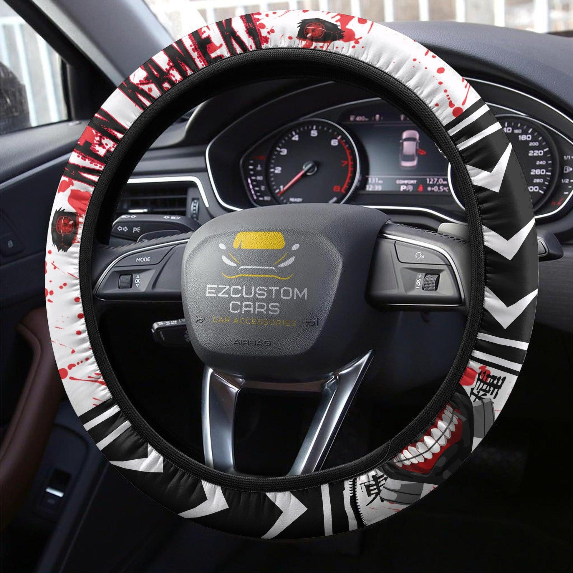 Ken Kaneki Anime Steering Wheel Cover Custom Tokyo Ghoul Anime Car Accessories