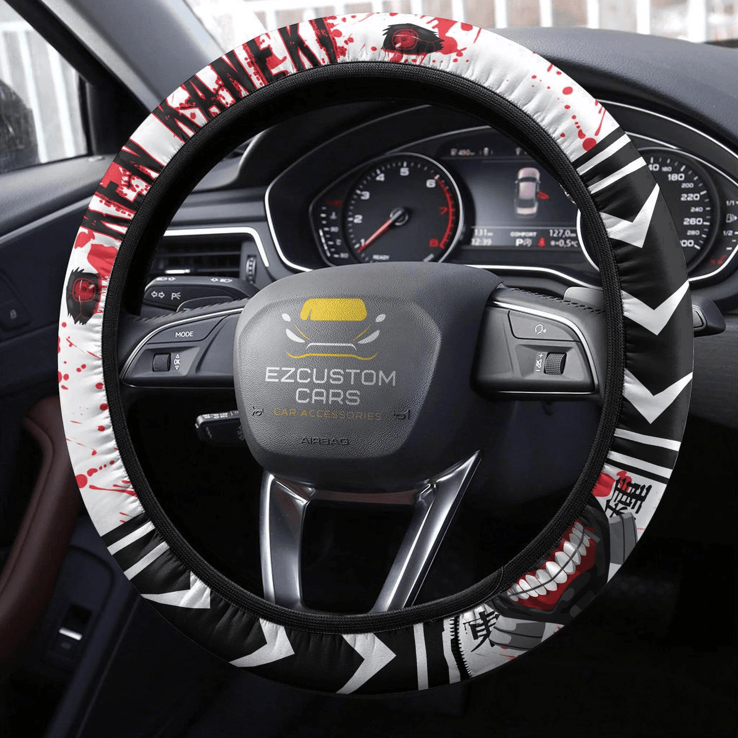 Ken Kaneki Anime Steering Wheel Cover Custom Tokyo Ghoul Anime Car Accessories