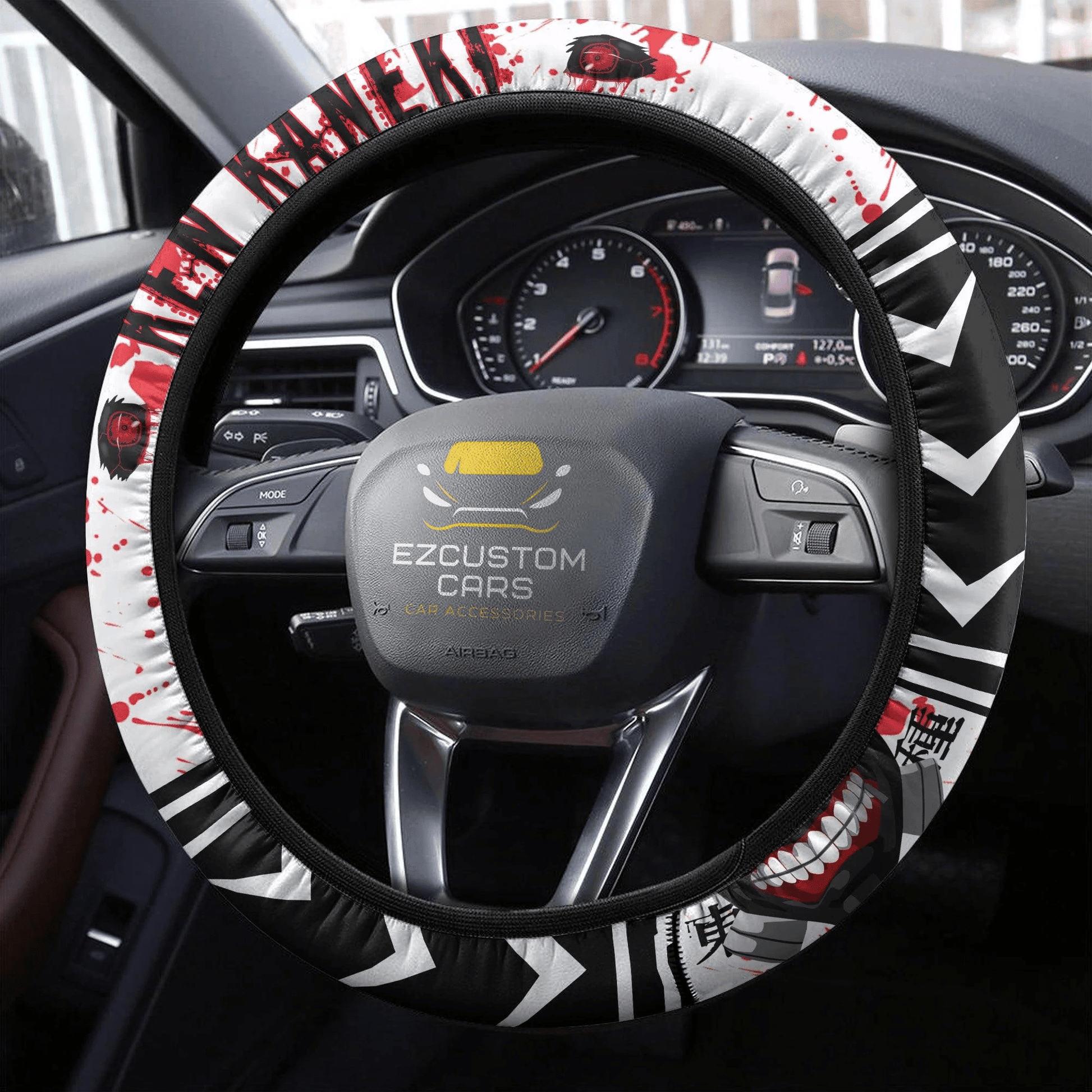 Ken Kaneki Anime Steering Wheel Cover Custom Tokyo Ghoul Anime Car Accessories