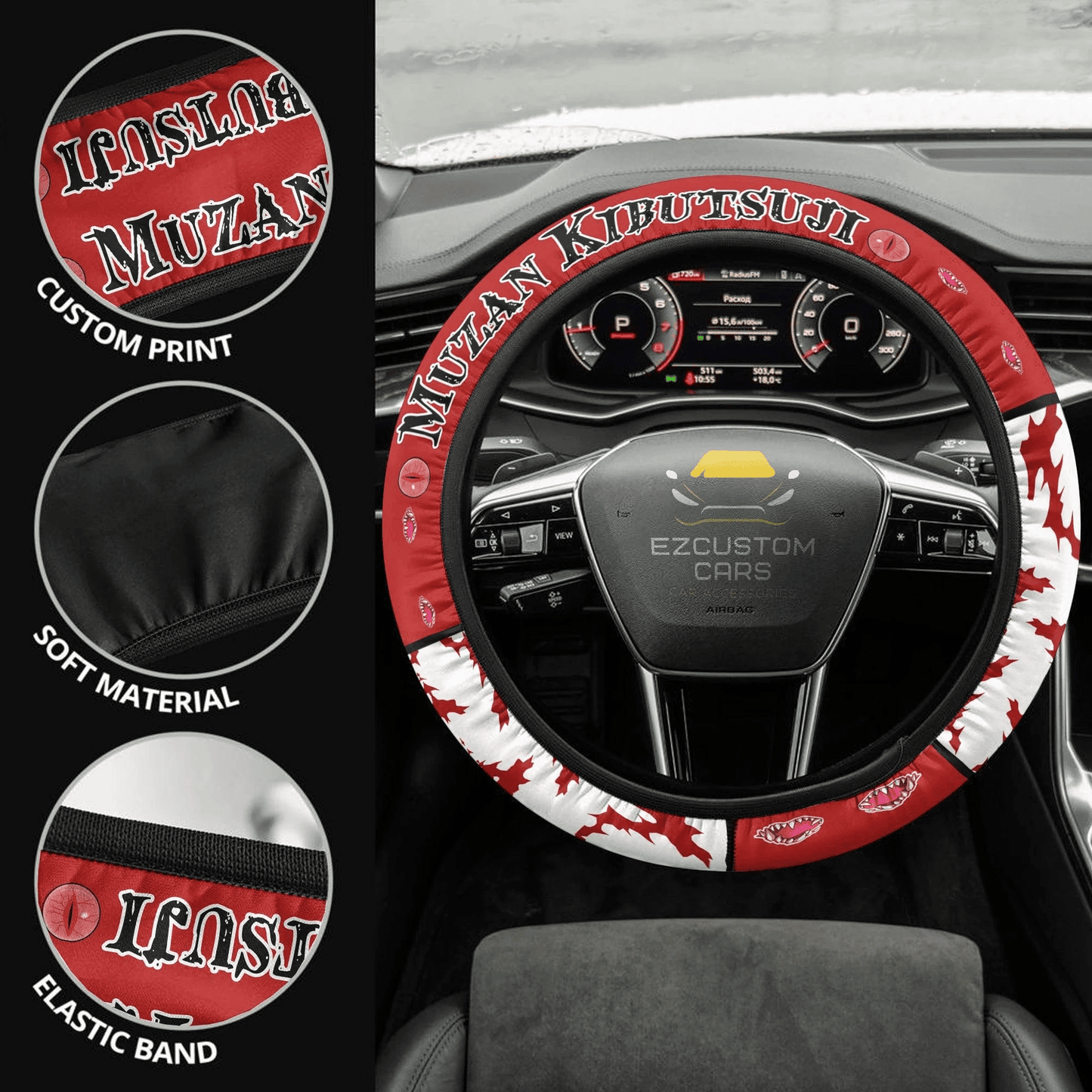Kibutsuji Muzan Anime Steering Wheel Cover Custom Anime Demon Slayer Car Accessories