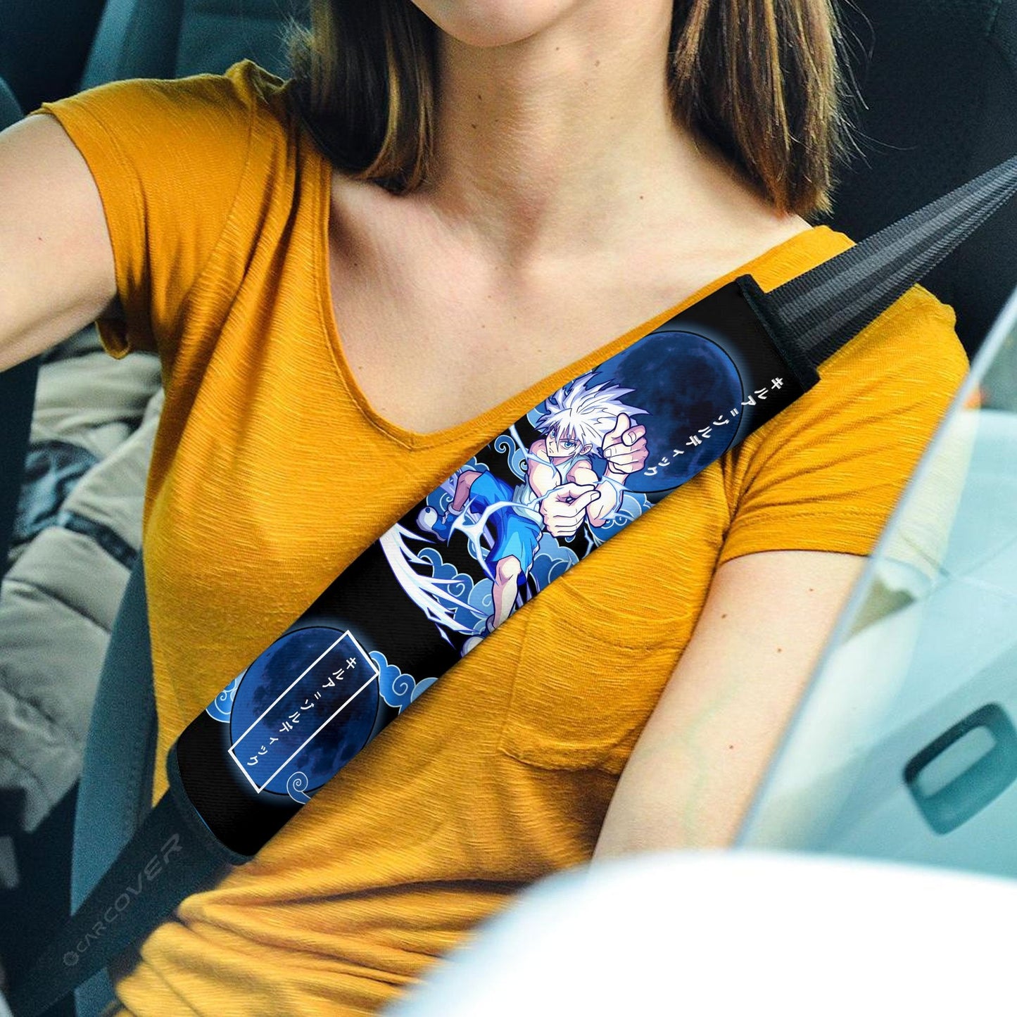 Killua Zoldyck Seat Belt Covers Custom Anime Hunter x Hunter Car Interior Accessories