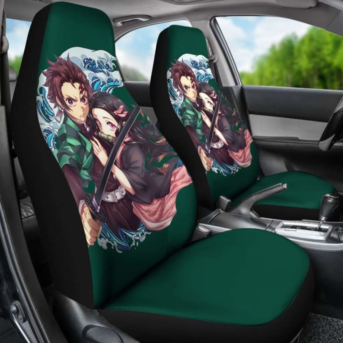 Kimetsu No Yaiba Car Seat Covers Tanjiro Kamado & Nezuko Kamado Universal Fit 051012