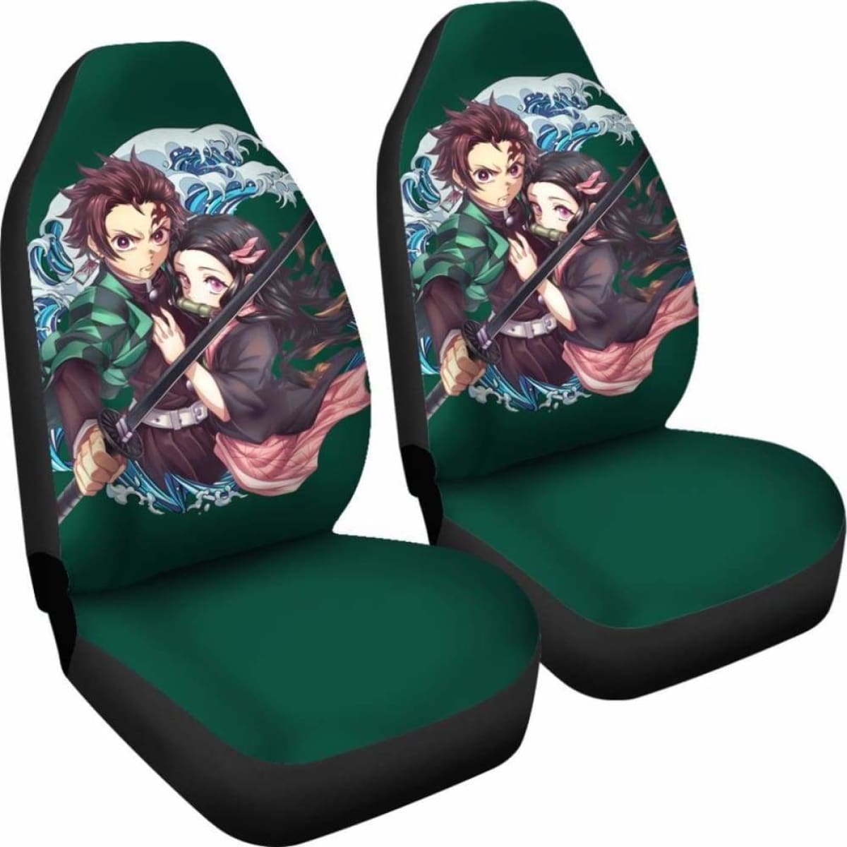 Kimetsu No Yaiba Car Seat Covers Tanjiro Kamado & Nezuko Kamado Universal Fit 051012