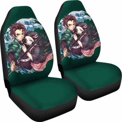 Kimetsu No Yaiba Car Seat Covers Tanjiro Kamado & Nezuko Kamado Universal Fit 051012