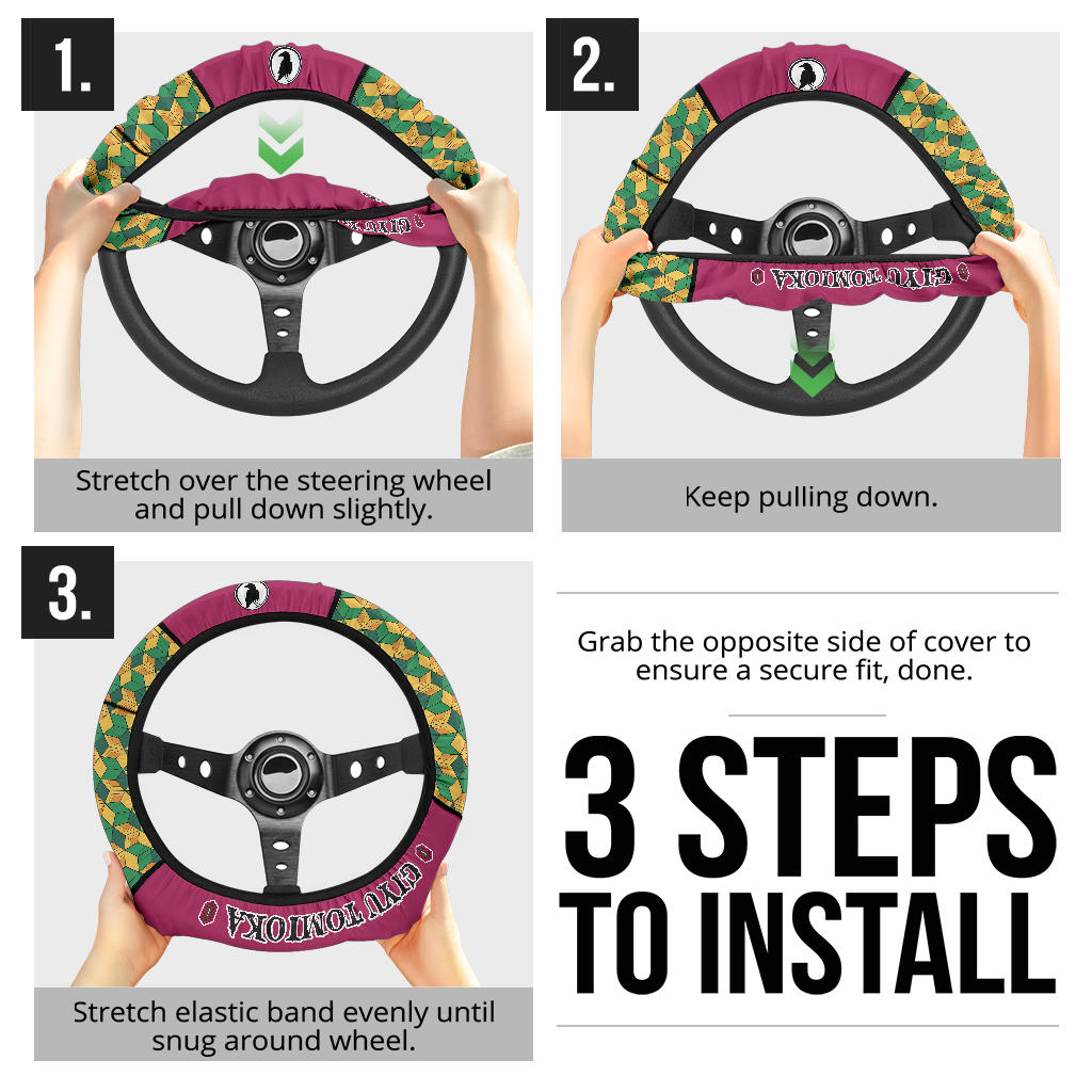 Kimetsu No Yaiba Giyu Tomioka Car Steering Wheel Cover