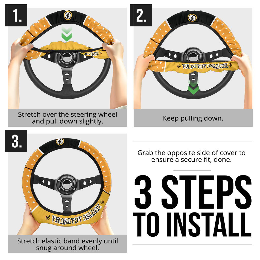 Kimetsu No Yaiba Zenitsu Agatsuma Car Steering Wheel Cover