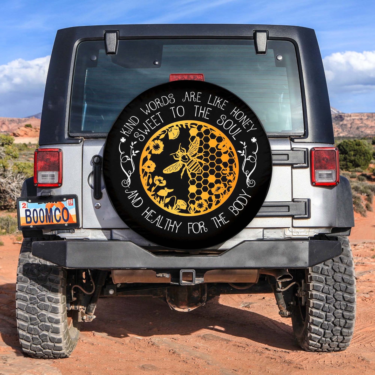 Kind Words Are Like Honey (Bee) Spare Tire Cover