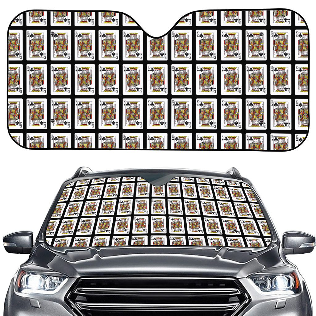 King Of Clubs Playing Card Pattern Print Car Windshield Sun Shade