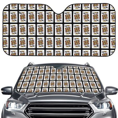 King Of Clubs Playing Card Pattern Print Car Windshield Sun Shade