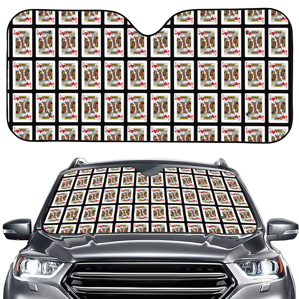 King Of Hearts Pattern Print Car Windshield Sun Shade