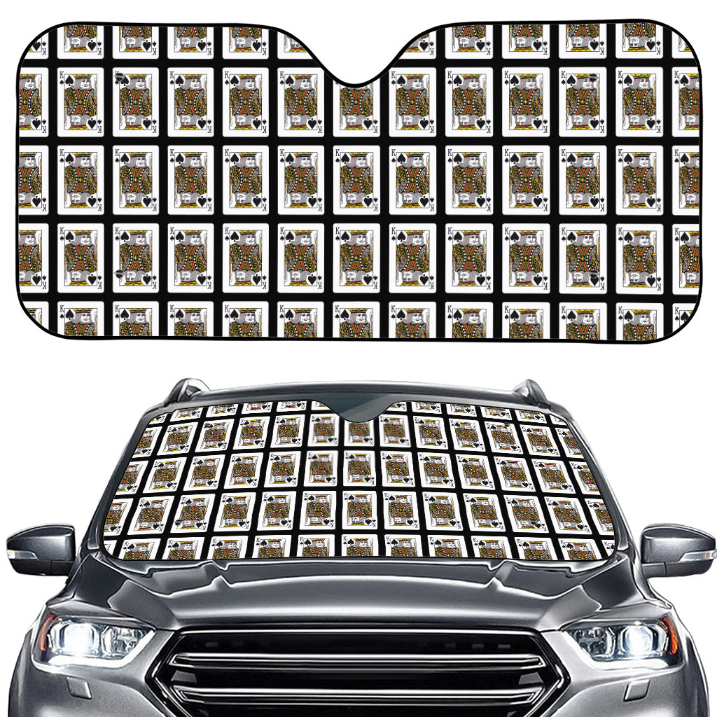 King Of Spades Pattern Print Car Windshield Sun Shade