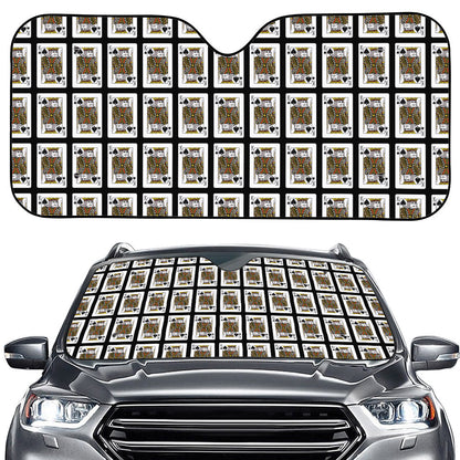 King Of Spades Pattern Print Car Windshield Sun Shade