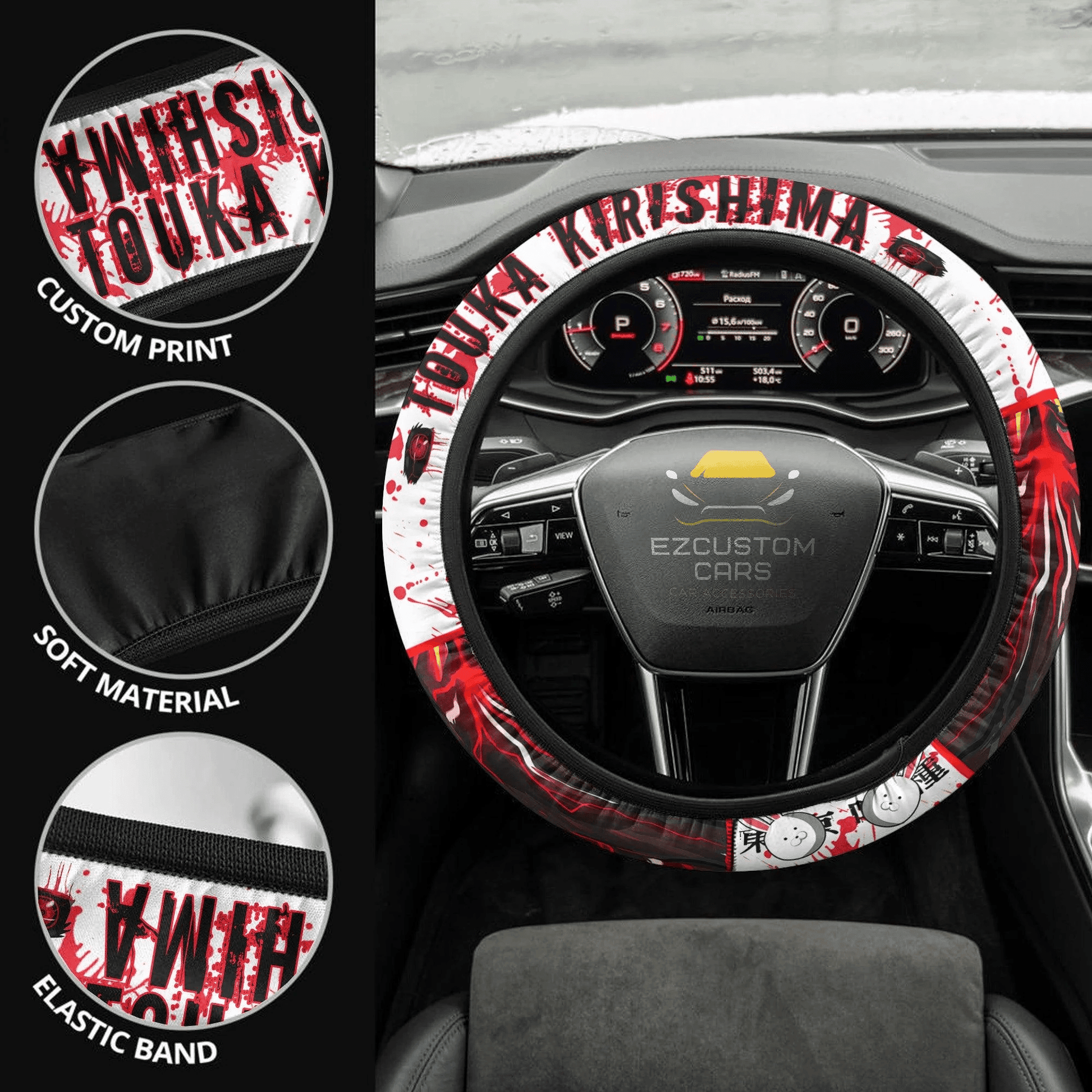 Kirishima Touka Anime Steering Wheel Cover Custom Tokyo Ghoul Anime Car Accessories