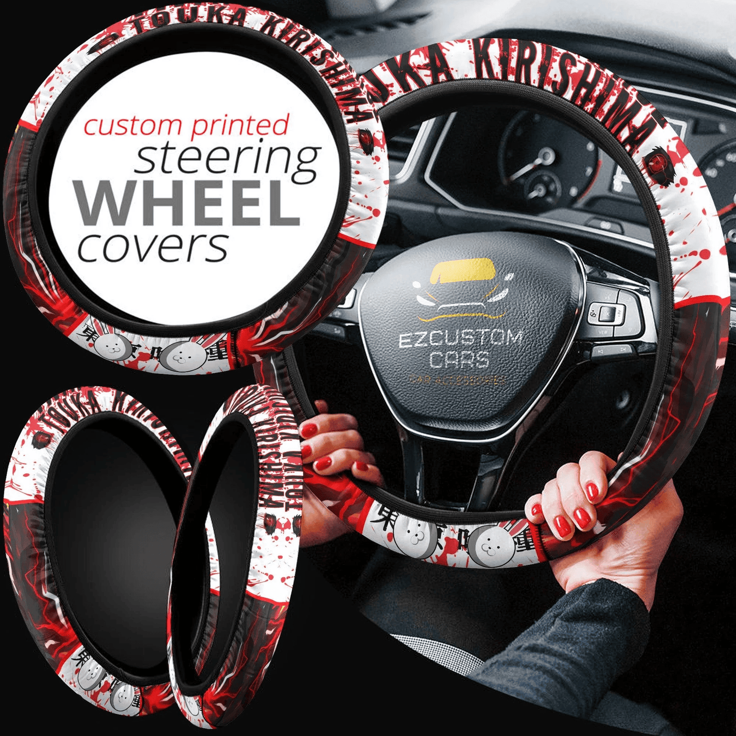 Kirishima Touka Anime Steering Wheel Cover Custom Tokyo Ghoul Anime Car Accessories