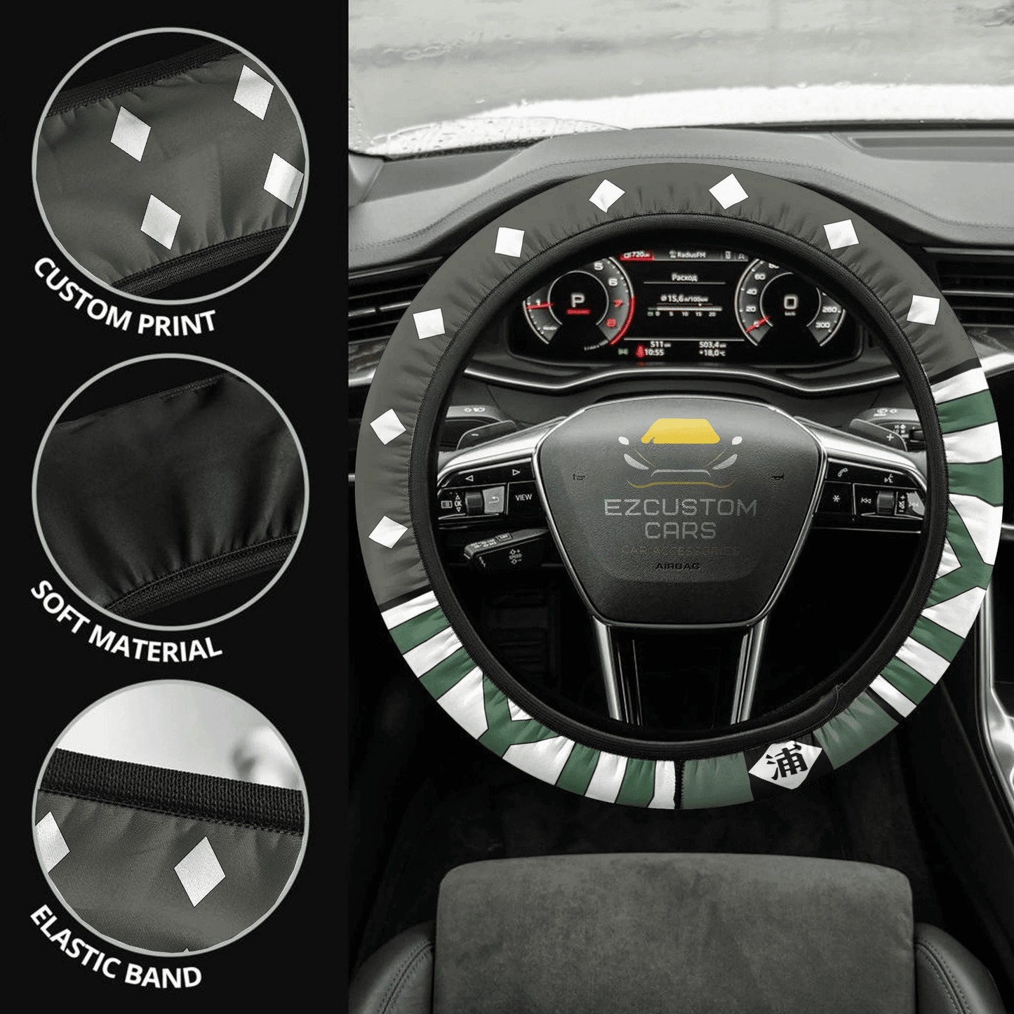 Kisuke Urahara Anime Steering Wheel Cover Custom Bleach Anime Car Accessories