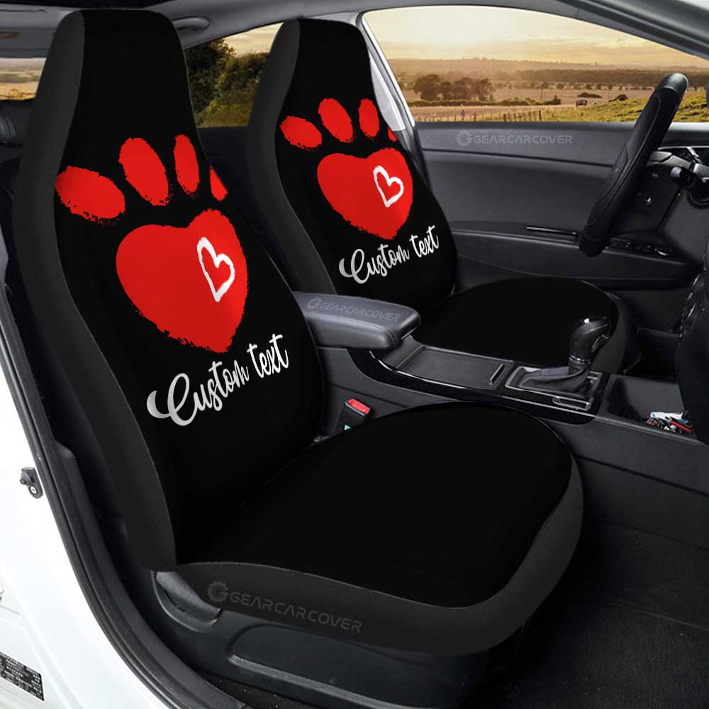 Kitty Dog Paw Love Car Seat Covers Custom Personalized Name Car Accessories