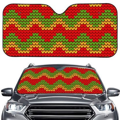 Knitted Reggae Pattern Print Car Windshield Sun Shade