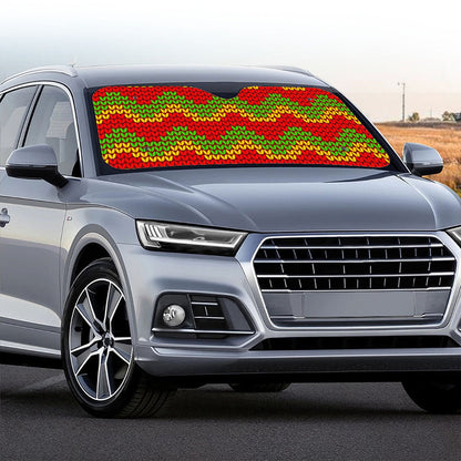 Knitted Reggae Pattern Print Car Windshield Sun Shade