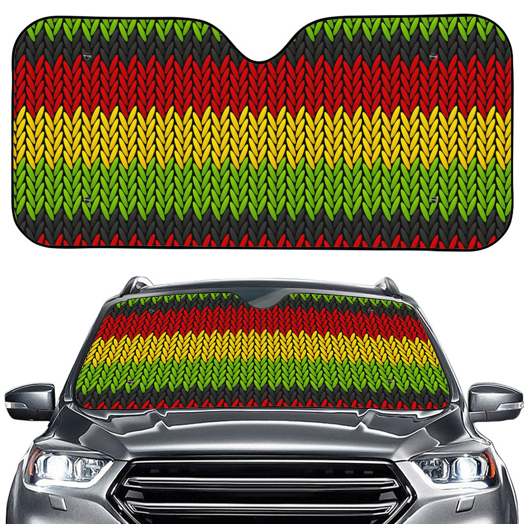 Knitted Style Reggae Pattern Print Car Windshield Sun Shade