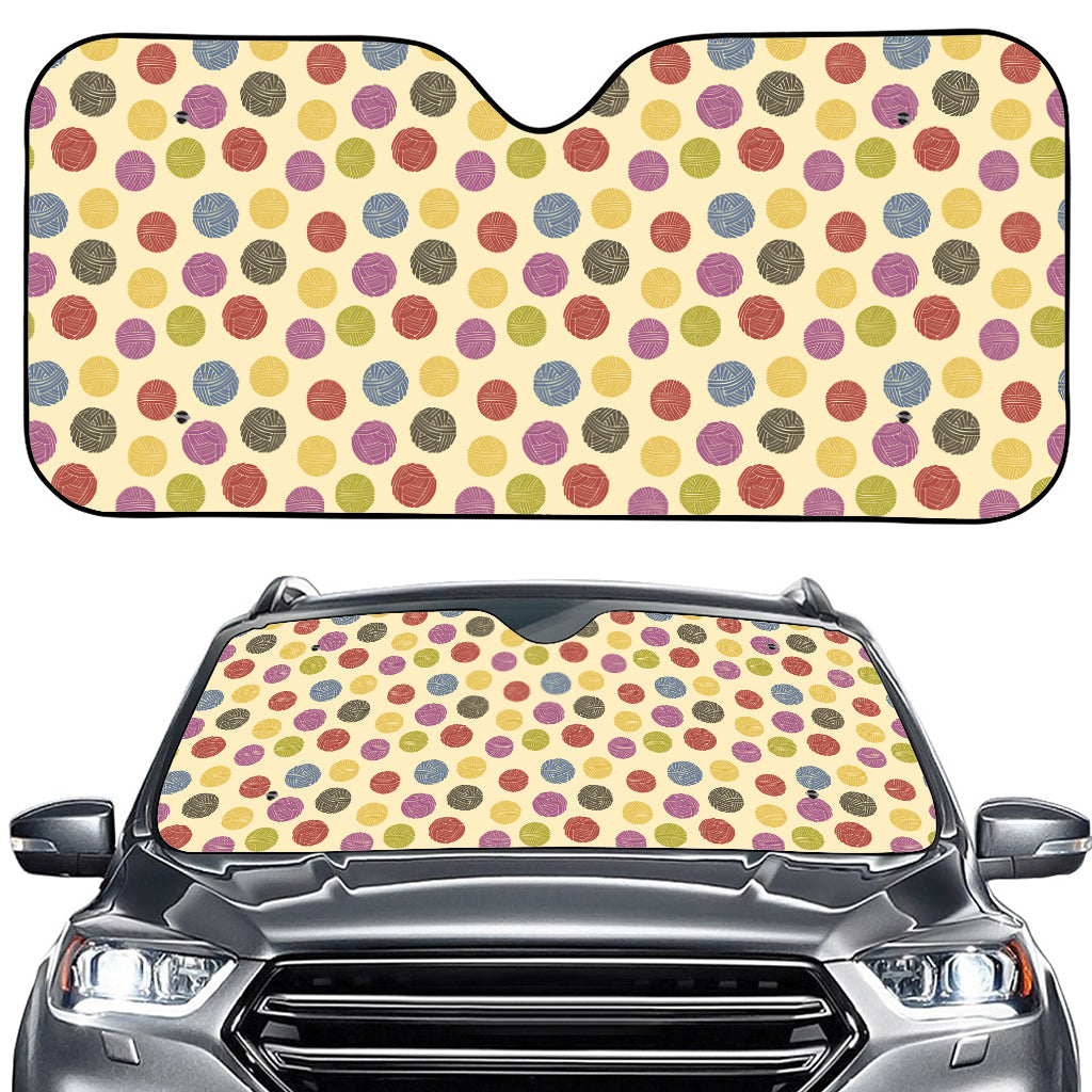 Knitting Yarn Pattern Print Car Windshield Sun Shade
