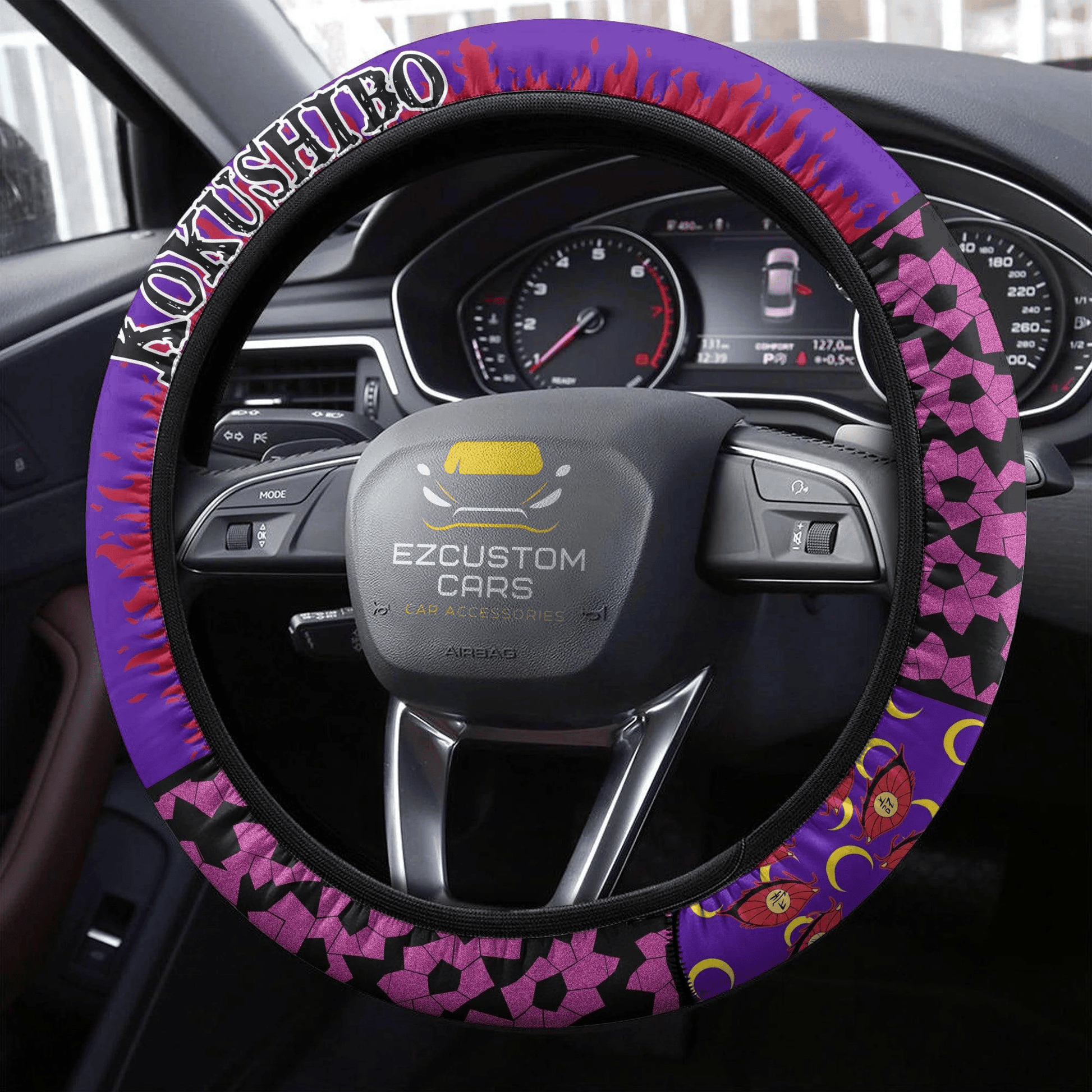 Kokushibo Anime Steering Wheel Cover Custom Anime Demon Slayer Car Accessories
