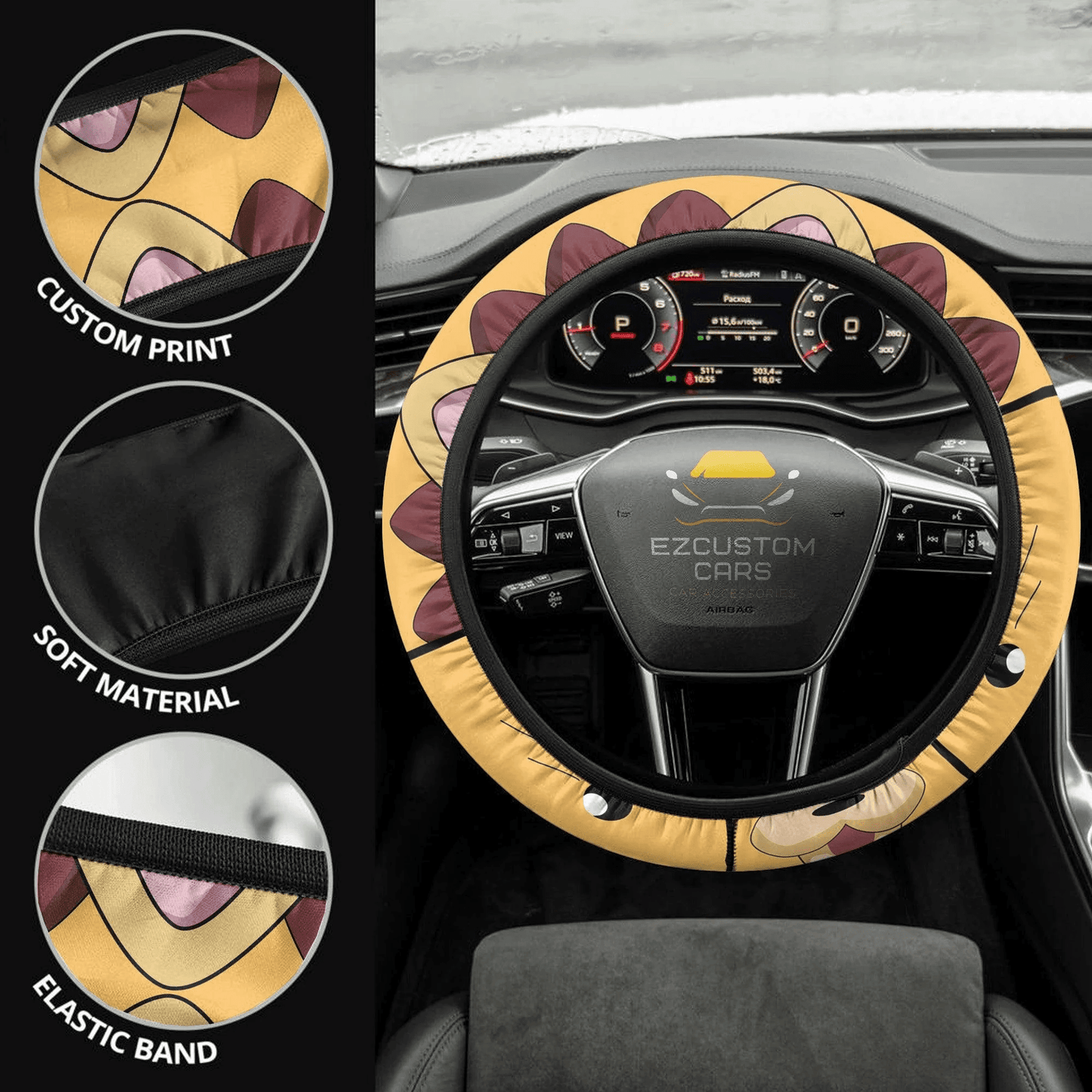 Kon Bleach Anime Steering Wheel Cover Custom Anime Car Accessories