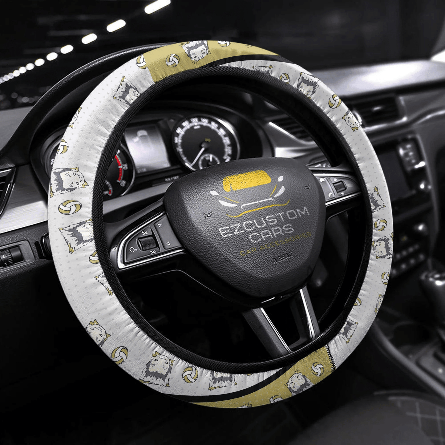 Kotaro Bokuto Anime Steering Wheel Cover Custom Haikyuu Anime Car Accessories
