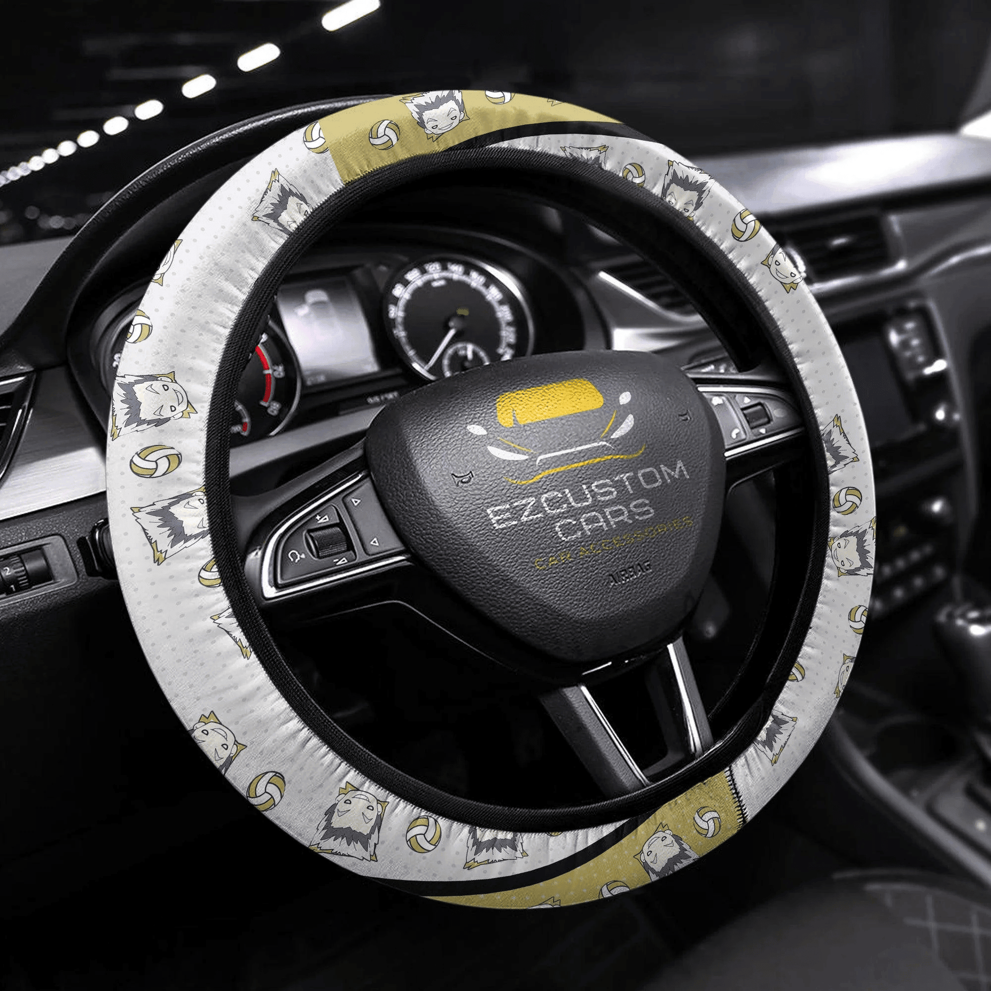 Kotaro Bokuto Anime Steering Wheel Cover Custom Haikyuu Anime Car Accessories