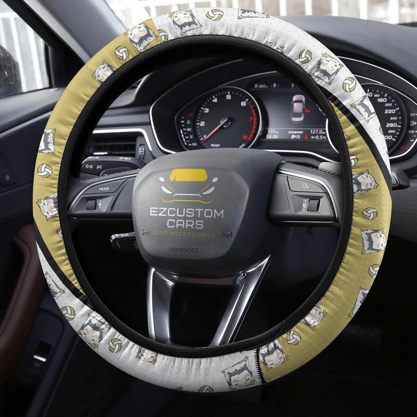 Kotaro Bokuto Anime Steering Wheel Cover Custom Haikyuu Anime Car Accessories