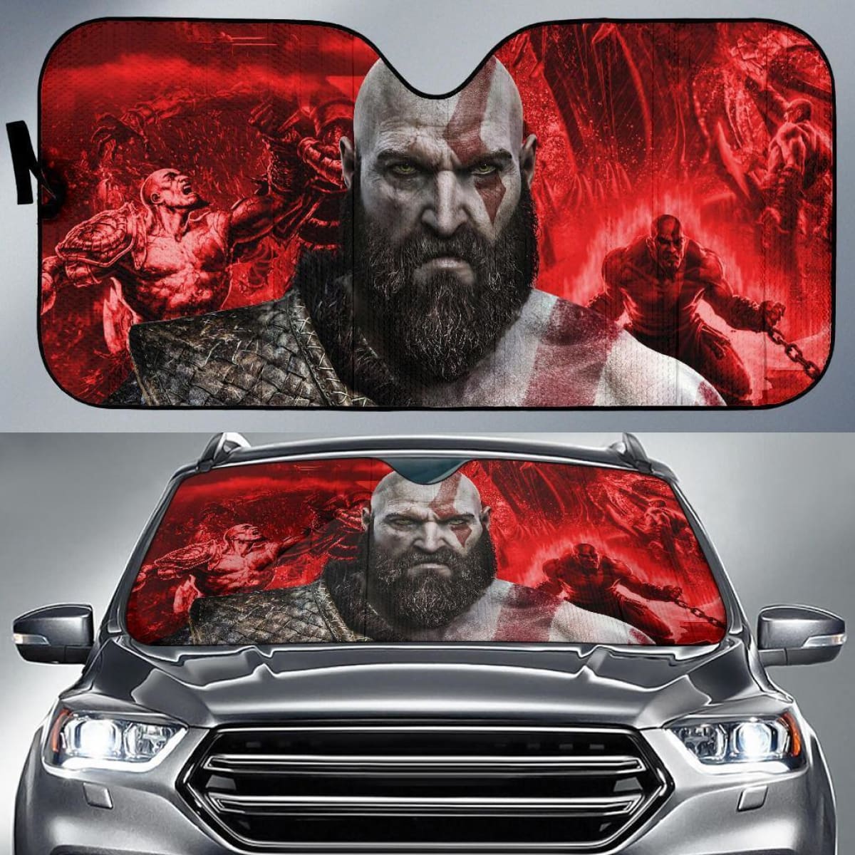 Kratos God Of War Gamer Auto Sun Shade Nh07 Universal Fit 111204