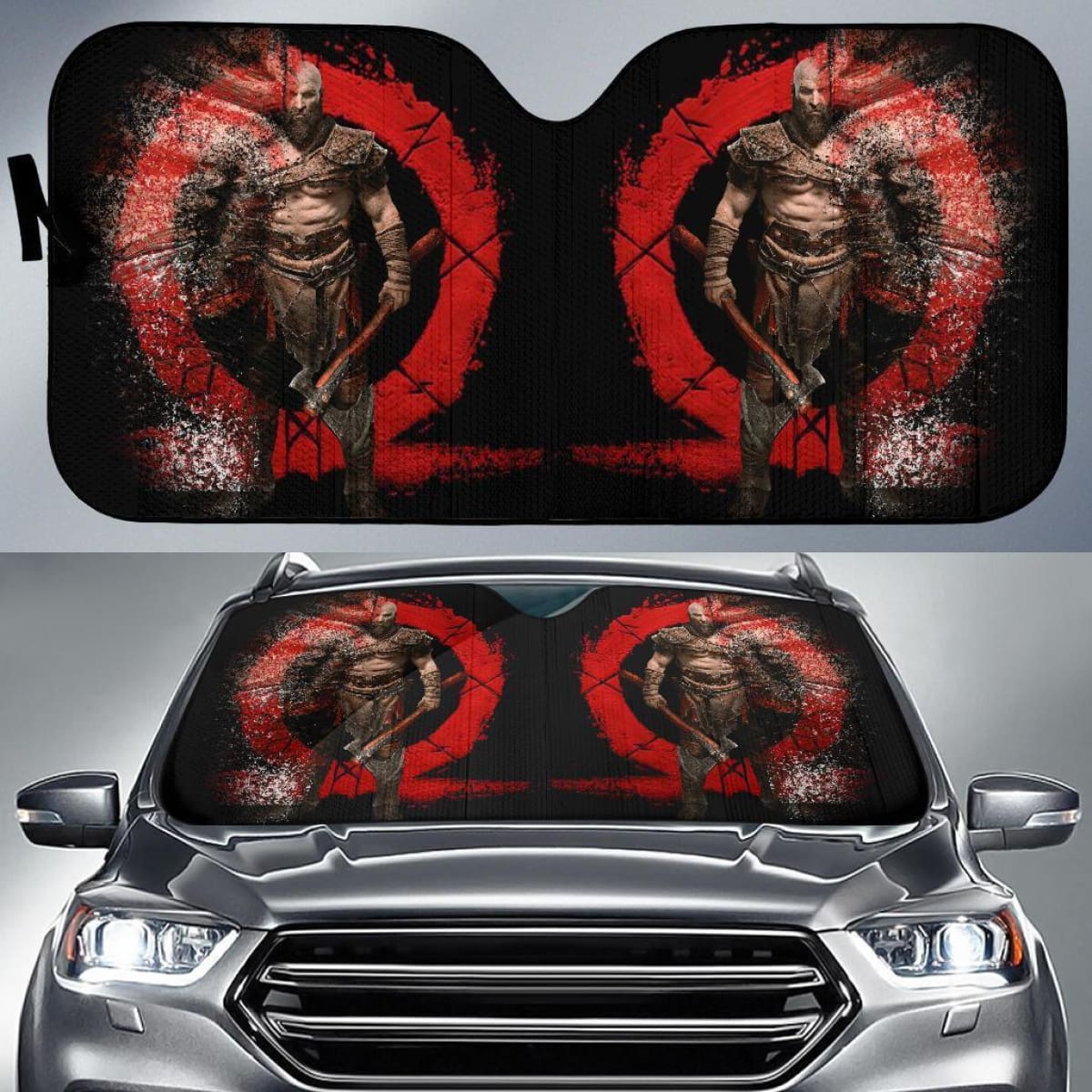 Kratos God Of War Video Game Auto Sun Shade Nh07 Universal Fit 111204