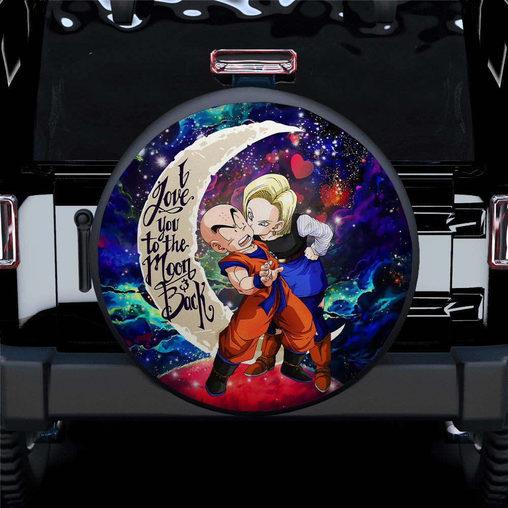 Krillin And Android 18 Dragon Ball Love You To The Moon Galaxy Car Spare Tire Cover