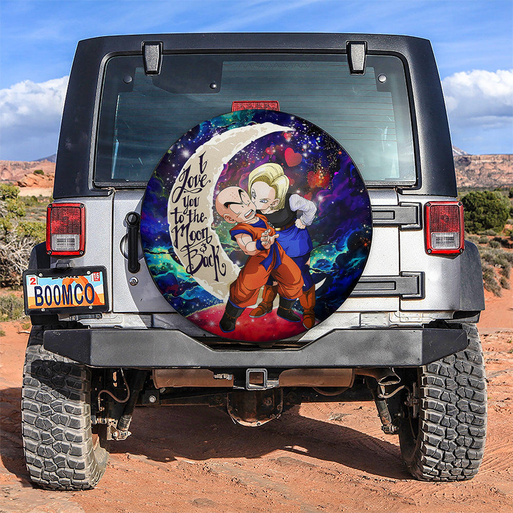 Krillin And Android 18 Dragon Ball Love You To The Moon Galaxy Car Spare Tire Cover