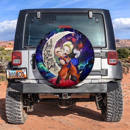 Krillin And Android 18 Dragon Ball Love You To The Moon Galaxy Car Spare Tire Cover