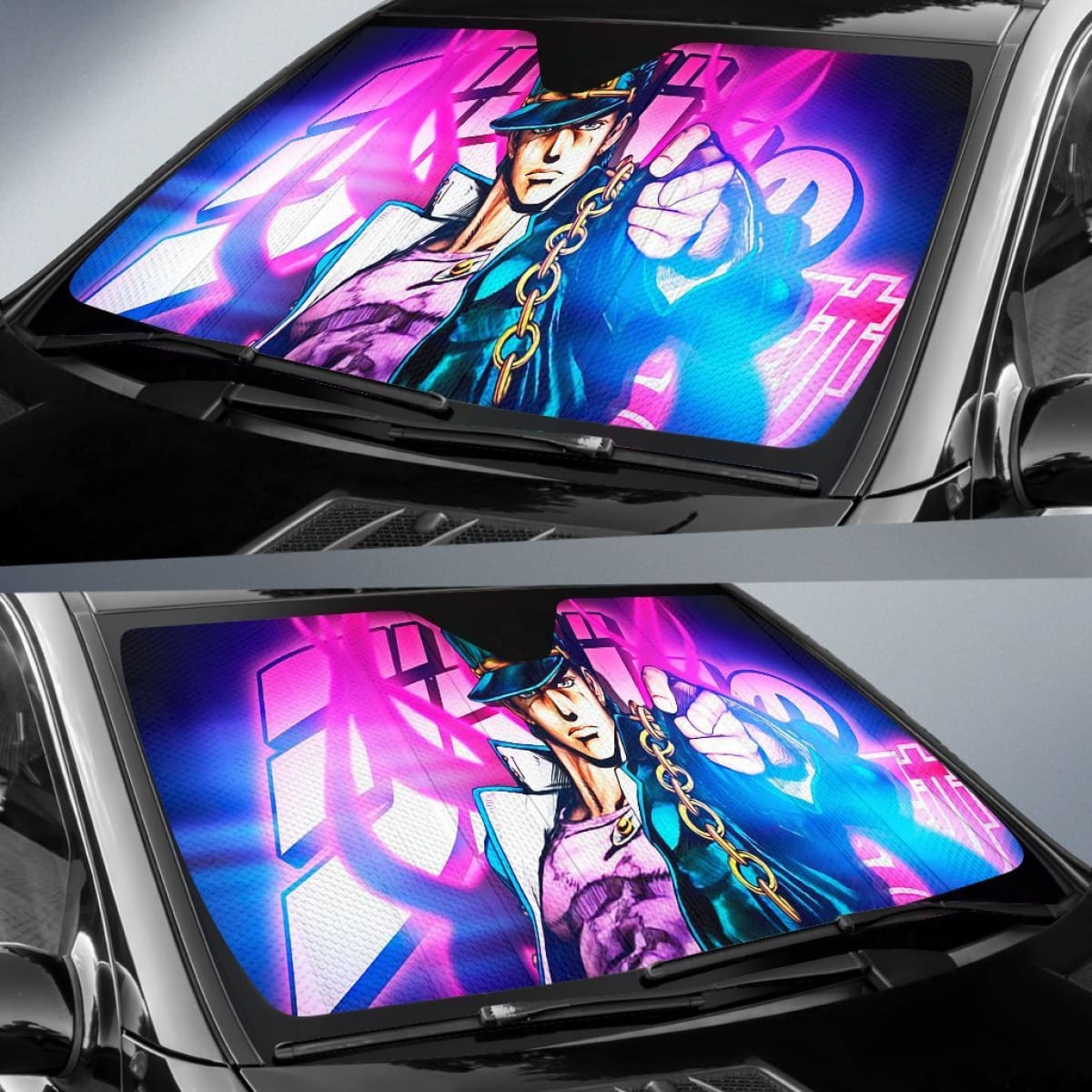 Kujo Jotaro Art Car Sun Shades  JoJo's Bizarre Adventure Universal Fit 210212