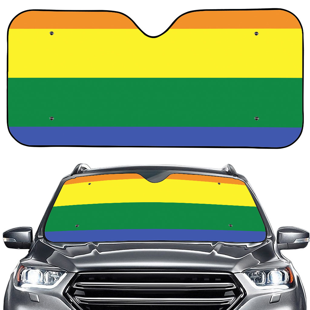 LGBT Pride Rainbow Striped Print Car Windshield Sun Shade