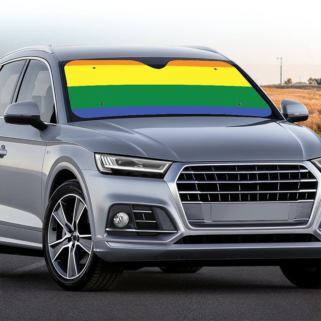 LGBT Pride Rainbow Striped Print Car Windshield Sun Shade