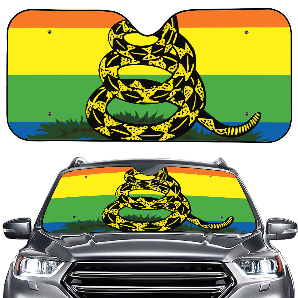 LGBT Rainbow Gadsden Flag Print Car Windshield Sun Shade