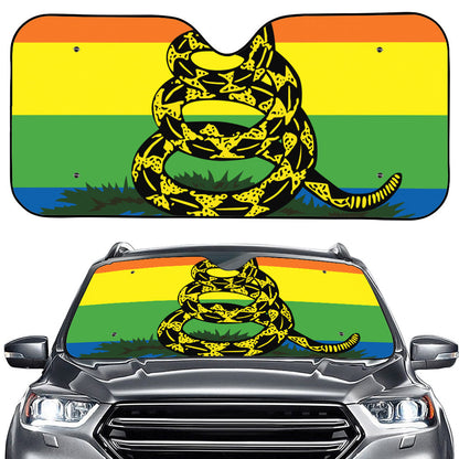 LGBT Rainbow Gadsden Flag Print Car Windshield Sun Shade
