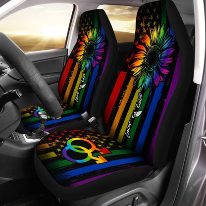 LGBT Sunflower Car Seat Covers Custom Love Is Love Car Accessories Gifts
